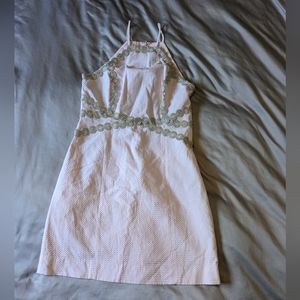 Lilly Pulitzer Pink Dress with Gold Lace Detail